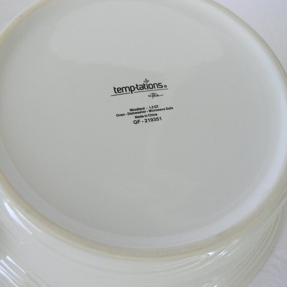 NEW Temp-tations Woodland Nostalgic S/2 Shallow Coupe Bakers WHITE 1.5 QT 2.5 QT - Picture 7 of 8